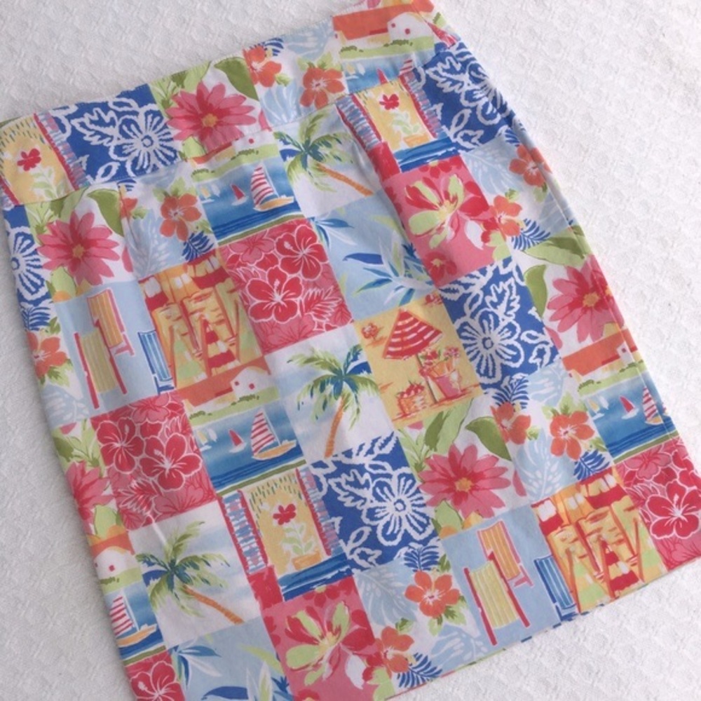 TALBOTS TROPICAL BEACH PATCHWORK SKIRT